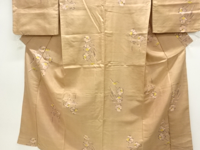  アンティーク　花模様織り出し銘仙着物